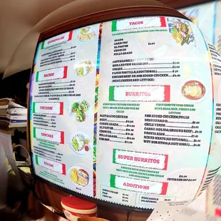 the menu of a mexican restaurant