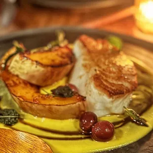 Sea bass with butternut squash