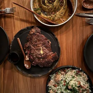 Ribeye, sweet corn agnolotto, and papas aplastadas