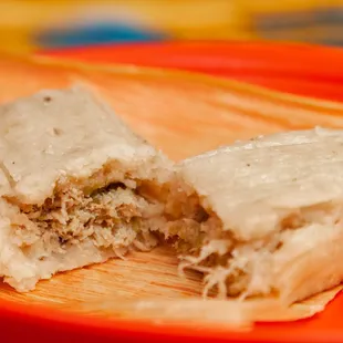 Green chile chicken tamal.
