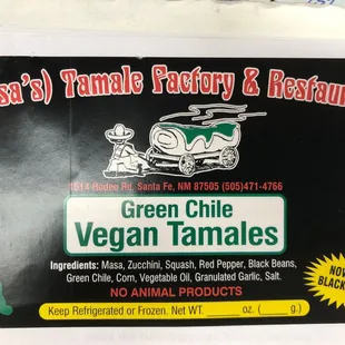 Vegan tamal. No animal product.