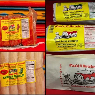 Packaged products: tamales, burritos and gotta try a chimi!