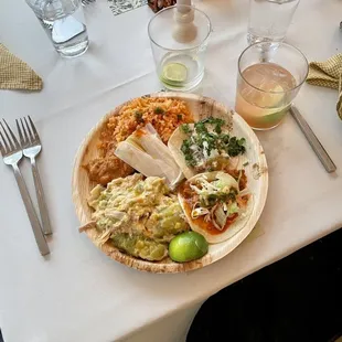 Happy wedding guest plate with our delicious assortment of food.