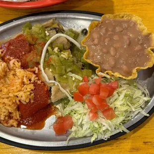 Vegan tamales plate, Christmas,with rice and beans