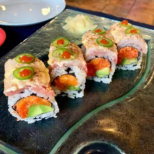 Blue Fin Toro on Fire Roll IG: @angelaisafoodie