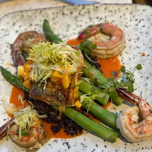 Blackened Swordfsih Special with prawns