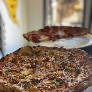 BBQ Chicken Pizza and Pepperoni Pizza