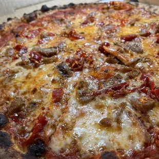 Sausage and peppers pizza. Tasty with a kick!