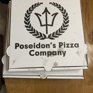 a pizza box on a table