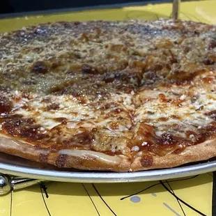 a pizza on a plate