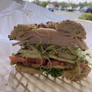 Turkey deli.  Everything minus onions