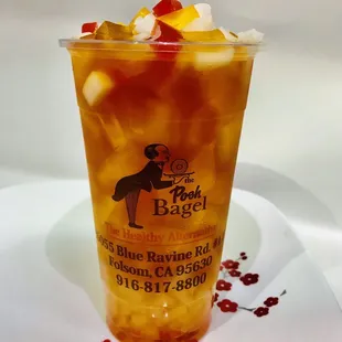 My New Favorites drinks as: Peach , Mango or Passion Fruit Tea with Jelly topping, Yummy