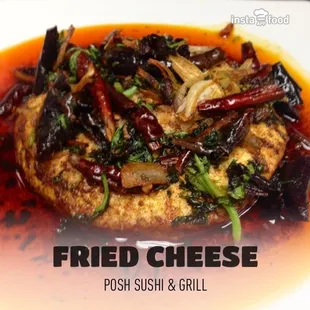 fried cheese with vegetables