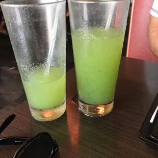 two glasses on a table