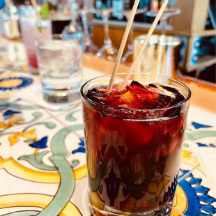 Red sangria ($6) HH special. Authentic tile from Vietri