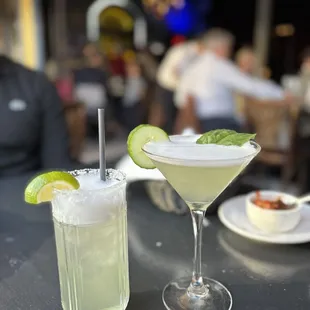 Classic margarita and cucumber basil martini