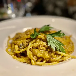 Pasta with sardines.