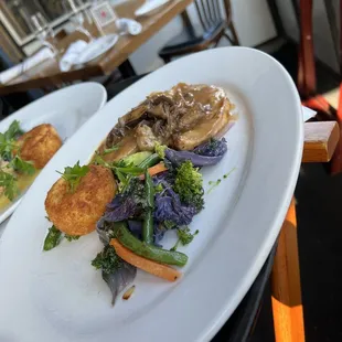 two plates of food on a table