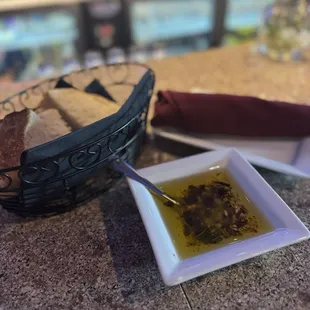 Olive oil dip and house fresh baked bread