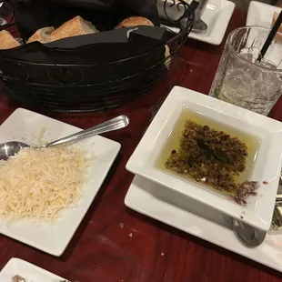 the most delicious garlic and olive, oil bread dip