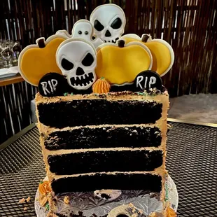 a slice of halloween cake