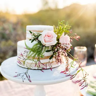 Small two-tier naked cake.