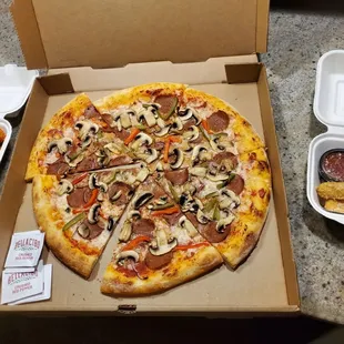 Sup? Pizza, Possum Popplers (left), and Mozz Sticks (right)