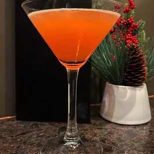 a cocktail in a martini glass