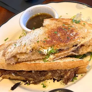 Oxtail grilled cheese dip sandwich is really tasty