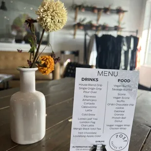 a menu on a table