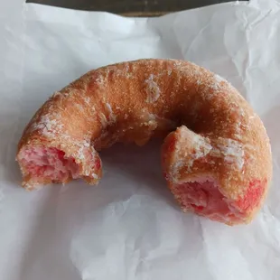 Stale strawberry donut.