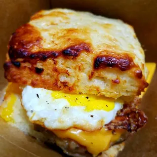 Sweet Baby Jesus the sausage biscuit is ridiculously goooooood!!!! $10.