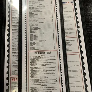 Dinner menu