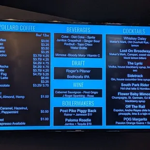 Drink menu