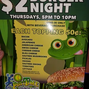 $2 burger night deal can&apos;t be beat
