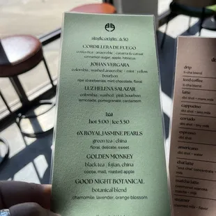 menu