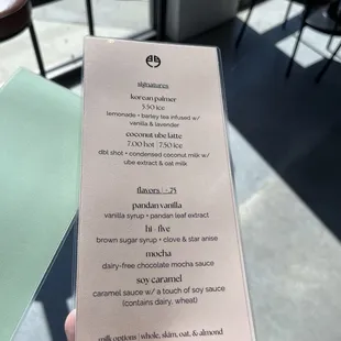 menu