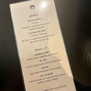 menu