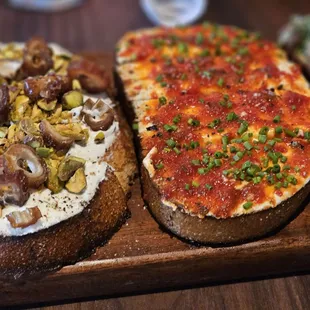 Pistachio + sweet/spicy jam Bruschetta