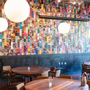 tables and chairs in a restaurant