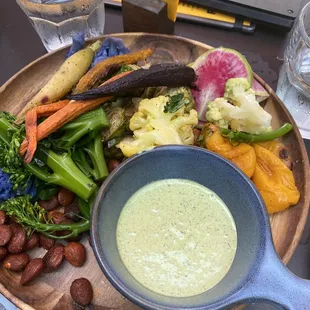 The bounty lots of roasted vegetables and a superior sauce