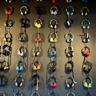 Headphones on the wall...cool decor!