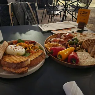 Burrata with seasonal veggies, charcuterie board