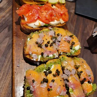 The Board: brie, apple &amp; fig spread, fresh mozarella, tomato &amp; basil, smoked salmon and pesto(2)