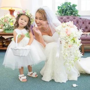 with my cutest flower girl in her tiara and flower basket