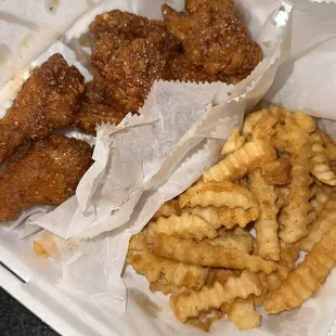 Hot honey lemon pepper 10 wings plate with Cajun fries