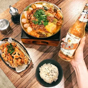 Satay USDA Beef Pot &amp; Sparkling Cocktail &amp; Chicken Popcorn!
