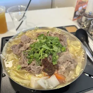 Pickle cabbage and sliced beef