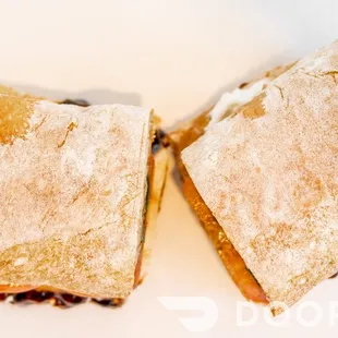 a sandwich cut in half