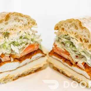 two halves of a sandwich